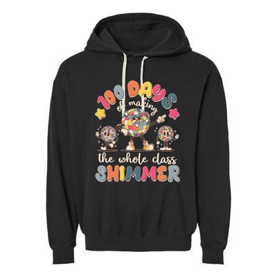 Retro 100 Days Of Making The Whole Class Shimmer Disco Ball Garment-Dyed Fleece Hoodie