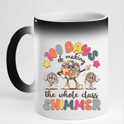 Retro 100 Days Of Making The Whole Class Shimmer Disco Ball 11oz Black Color Changing Mug