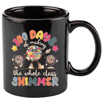 Retro 100 Days Of Making The Whole Class Shimmer Disco Ball 11oz C Handle Ceramic Mug