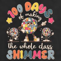 Retro 100 Days Of Making The Whole Class Shimmer Disco Ball Crop Fleece Hoodie