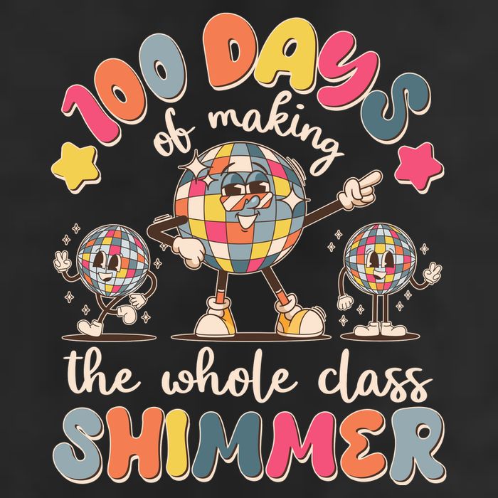 Retro 100 Days Of Making The Whole Class Shimmer Disco Ball Crop Fleece Hoodie