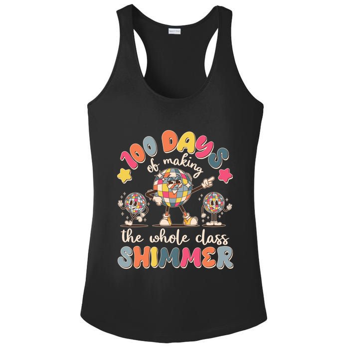 Retro 100 Days Of Making The Whole Class Shimmer Disco Ball Ladies PosiCharge Competitor Racerback Tank