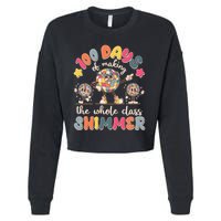 Retro 100 Days Of Making The Whole Class Shimmer Disco Ball Cropped Pullover Crew