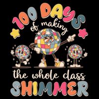 Retro 100 Days Of Making The Whole Class Shimmer Disco Ball Wool Snapback Cap