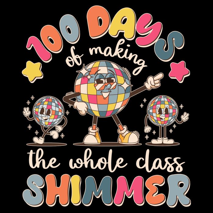 Retro 100 Days Of Making The Whole Class Shimmer Disco Ball Wool Snapback Cap
