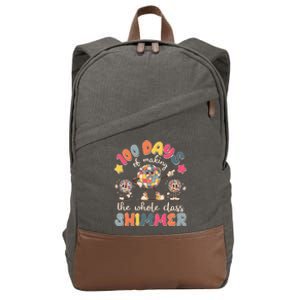 Retro 100 Days Of Making The Whole Class Shimmer Disco Ball Cotton Canvas Backpack