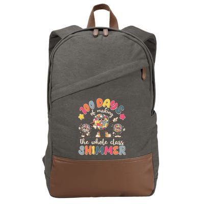 Retro 100 Days Of Making The Whole Class Shimmer Disco Ball Cotton Canvas Backpack