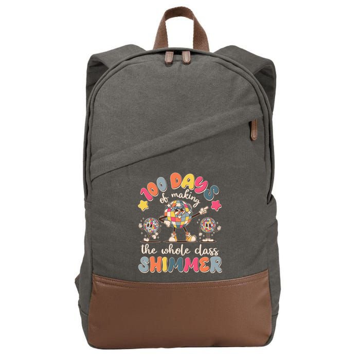 Retro 100 Days Of Making The Whole Class Shimmer Disco Ball Cotton Canvas Backpack