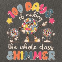 Retro 100 Days Of Making The Whole Class Shimmer Disco Ball Cotton Canvas Backpack