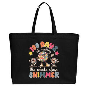 Retro 100 Days Of Making The Whole Class Shimmer Disco Ball Cotton Canvas Jumbo Tote