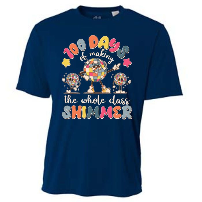 Retro 100 Days Of Making The Whole Class Shimmer Disco Ball Cooling Performance Crew T-Shirt