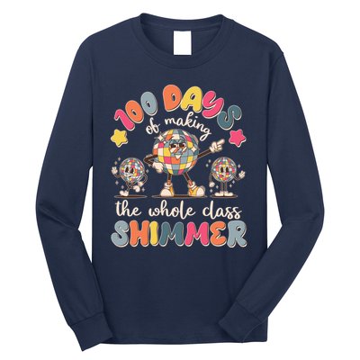 Retro 100 Days Of Making The Whole Class Shimmer Disco Ball Long Sleeve Shirt