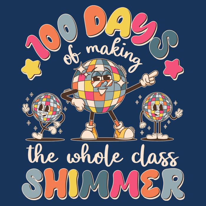 Retro 100 Days Of Making The Whole Class Shimmer Disco Ball Tall T-Shirt