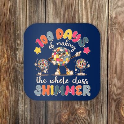 Retro 100 Days Of Making The Whole Class Shimmer Disco Ball Coaster