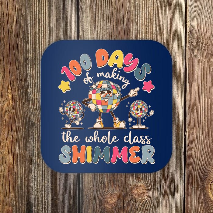 Retro 100 Days Of Making The Whole Class Shimmer Disco Ball Coaster