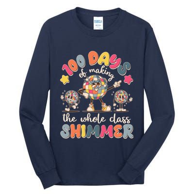 Retro 100 Days Of Making The Whole Class Shimmer Disco Ball Tall Long Sleeve T-Shirt