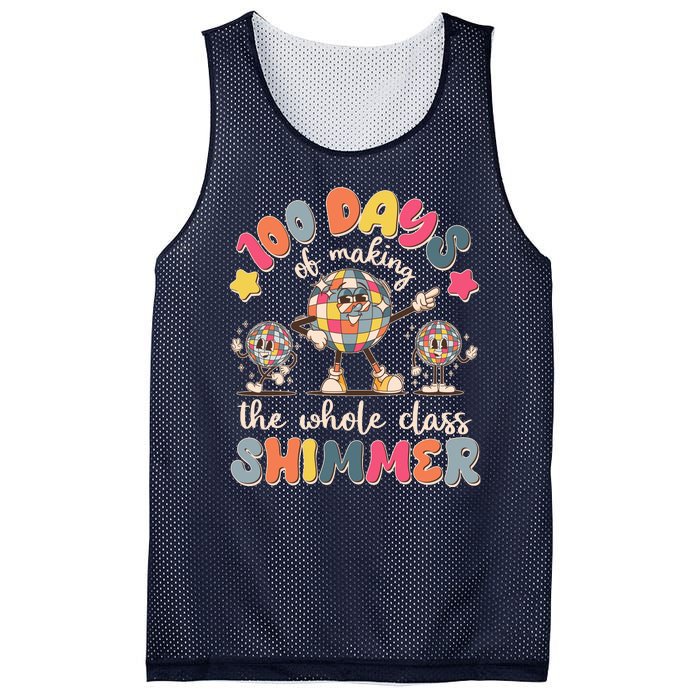 Retro 100 Days Of Making The Whole Class Shimmer Disco Ball Mesh Reversible Basketball Jersey Tank