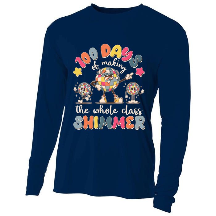 Retro 100 Days Of Making The Whole Class Shimmer Disco Ball Cooling Performance Long Sleeve Crew