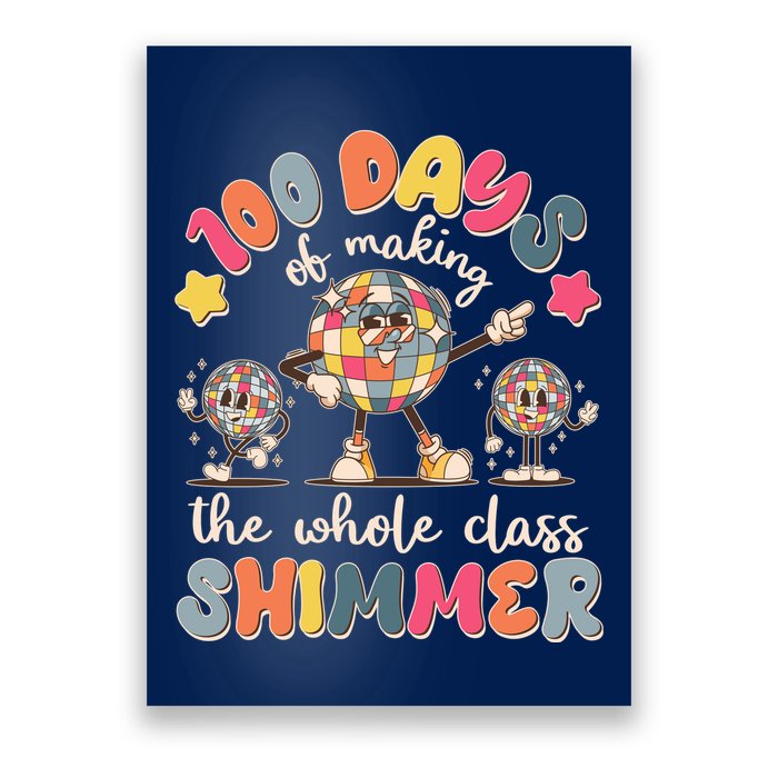 Retro 100 Days Of Making The Whole Class Shimmer Disco Ball Poster
