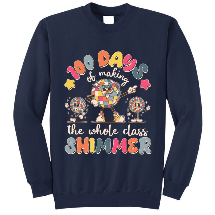 Retro 100 Days Of Making The Whole Class Shimmer Disco Ball Tall Sweatshirt