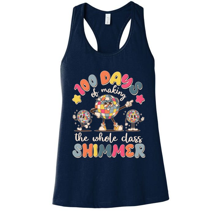 Retro 100 Days Of Making The Whole Class Shimmer Disco Ball Womens Tank Top
