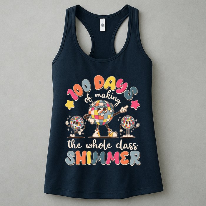 Retro 100 Days Of Making The Whole Class Shimmer Disco Ball Womens Tank Top
