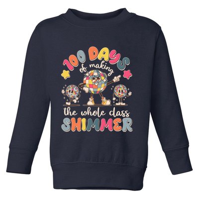 Retro 100 Days Of Making The Whole Class Shimmer Disco Ball Toddler Sweatshirt
