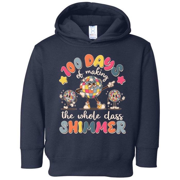 Retro 100 Days Of Making The Whole Class Shimmer Disco Ball Toddler Hoodie