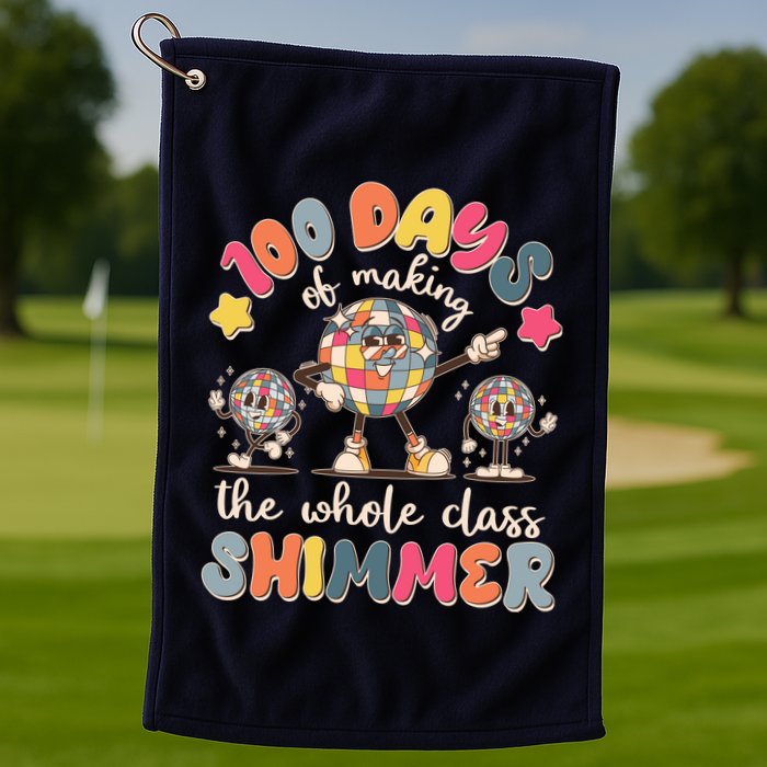 Retro 100 Days Of Making The Whole Class Shimmer Disco Ball Golf Towel