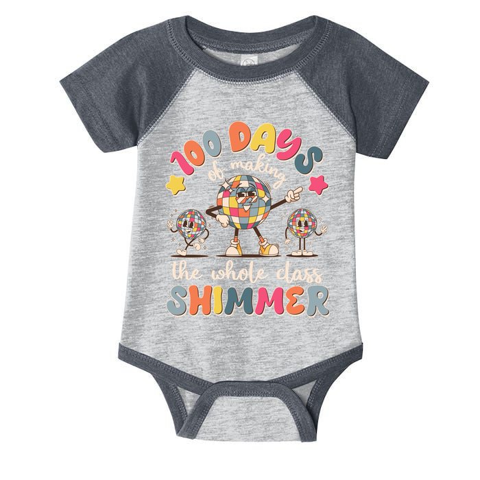Retro 100 Days Of Making The Whole Class Shimmer Disco Ball Infant Baby Jersey Bodysuit