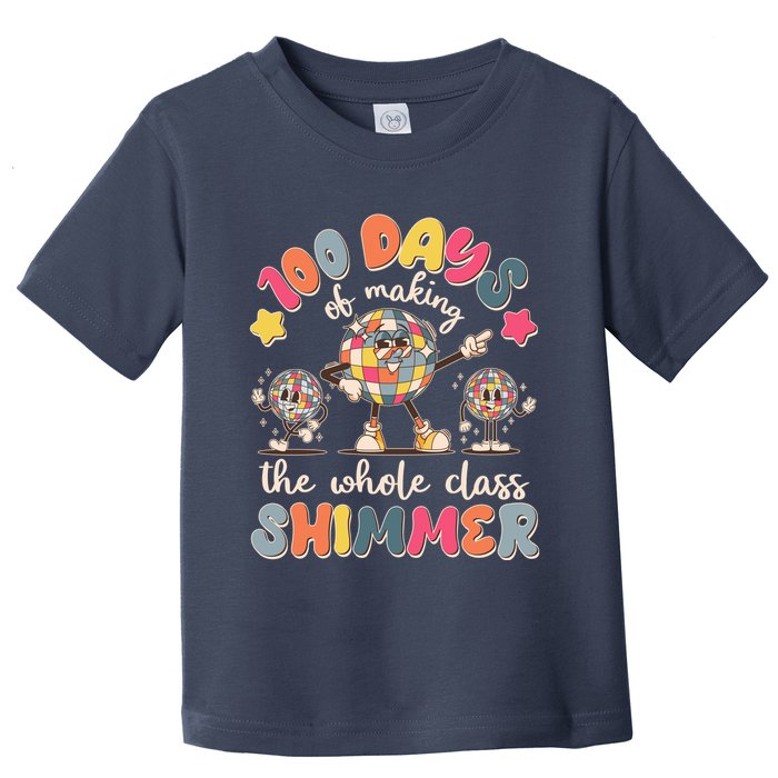 Retro 100 Days Of Making The Whole Class Shimmer Disco Ball Toddler T-Shirt