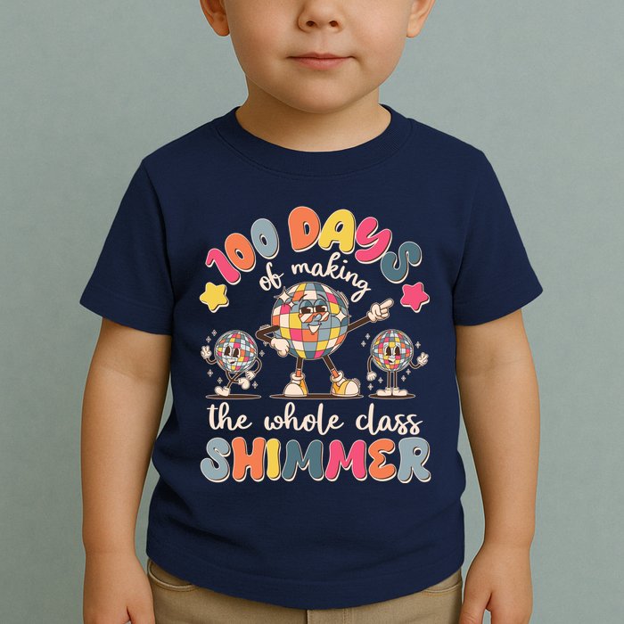 Retro 100 Days Of Making The Whole Class Shimmer Disco Ball Toddler T-Shirt
