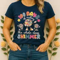 Retro 100 Days Of Making The Whole Class Shimmer Disco Ball Womens T-Shirt