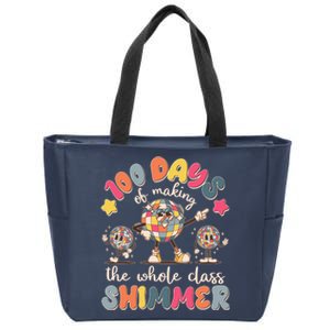 Retro 100 Days Of Making The Whole Class Shimmer Disco Ball Zip Tote Bag