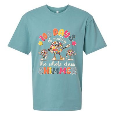 Retro 100 Days Of Making The Whole Class Shimmer Disco Ball Sueded Cloud Jersey T-Shirt