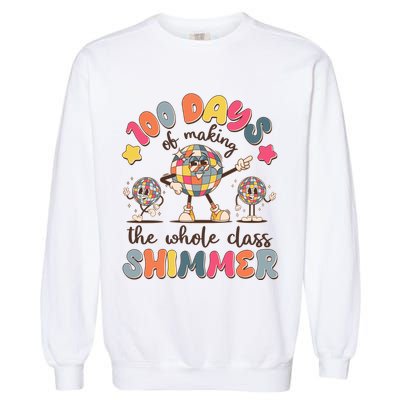 Retro 100 Days Of Making The Whole Class Shimmer Disco Ball Garment-Dyed Sweatshirt