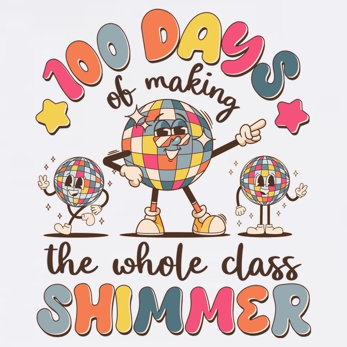 Retro 100 Days Of Making The Whole Class Shimmer Disco Ball Garment-Dyed Sweatshirt
