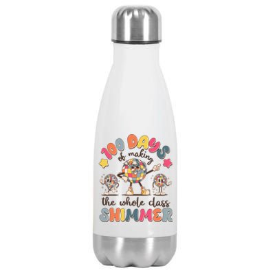 Retro 100 Days Of Making The Whole Class Shimmer Disco Ball Stainless Steel Insulated Water Bottle