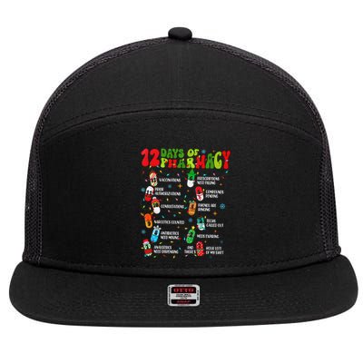 Retro 12 Days Of Pharmacy Crew Christmas Pharmacists Tech Great Gift 7 Panel Mesh Trucker Snapback Hat