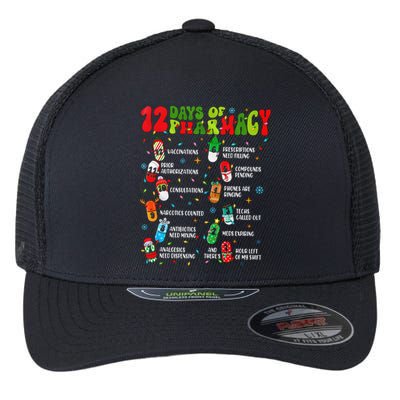 Retro 12 Days Of Pharmacy Crew Christmas Pharmacists Tech Great Gift Flexfit Unipanel Trucker Cap