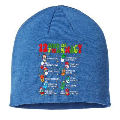 Retro 12 Days Of Pharmacy Crew Christmas Pharmacists Tech Great Gift Sustainable Beanie