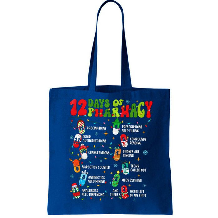 Retro 12 Days Of Pharmacy Crew Christmas Pharmacists Tech Great Gift Tote Bag