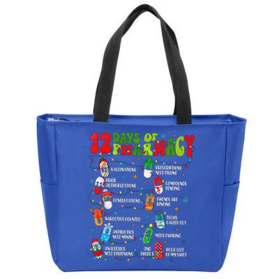 Retro 12 Days Of Pharmacy Crew Christmas Pharmacists Tech Great Gift Zip Tote Bag