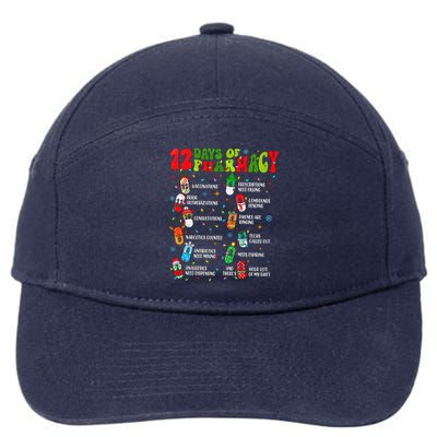 Retro 12 Days Of Pharmacy Crew Christmas Pharmacists Tech Great Gift 7-Panel Snapback Hat