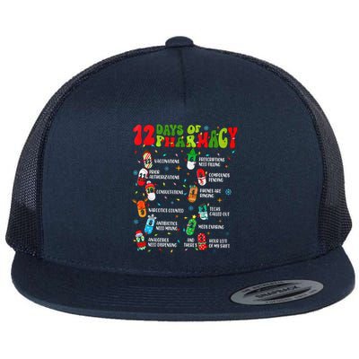 Retro 12 Days Of Pharmacy Crew Christmas Pharmacists Tech Great Gift Flat Bill Trucker Hat