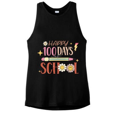 Happy 100th Day of School Shirt for Teacher or Child Ladies PosiCharge Tri-Blend Wicking Tank