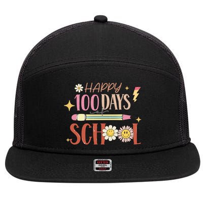 Happy 100th Day of School Shirt for Teacher or Child 7 Panel Mesh Trucker Snapback Hat