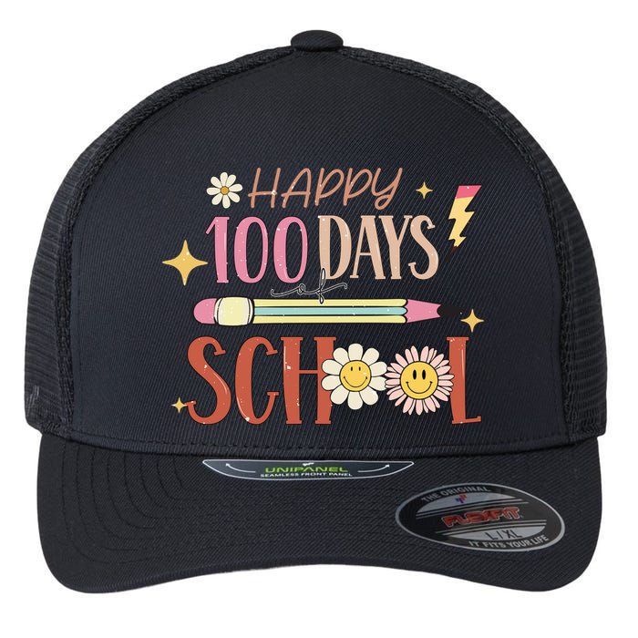 Happy 100th Day of School Shirt for Teacher or Child Flexfit Unipanel Trucker Cap