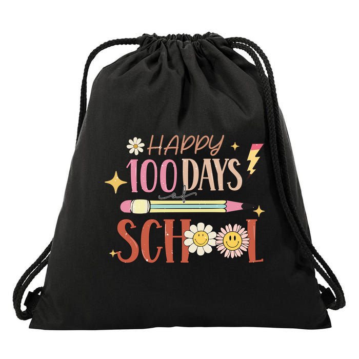 Happy 100th Day of School Shirt for Teacher or Child Drawstring Bag