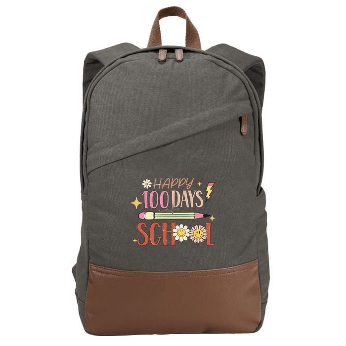 Happy 100th Day of School Shirt for Teacher or Child Cotton Canvas Backpack